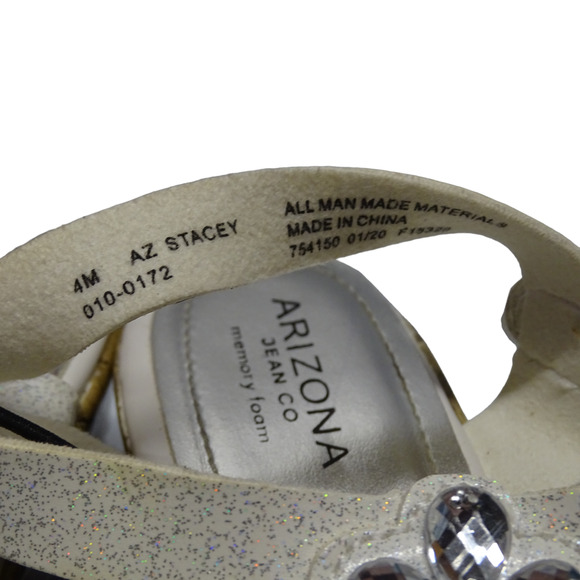 Arizona Jeans Co. Girls Stacey Embellished Wedge Sandals Shoes Size 4 - Picture 3 of 6